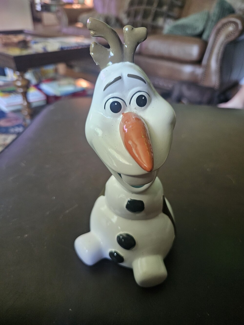 Large Disney “Frozen” Olaf Snowman 10 1/4” Ceramic Piggy BankSEE PIC antlerbroke
